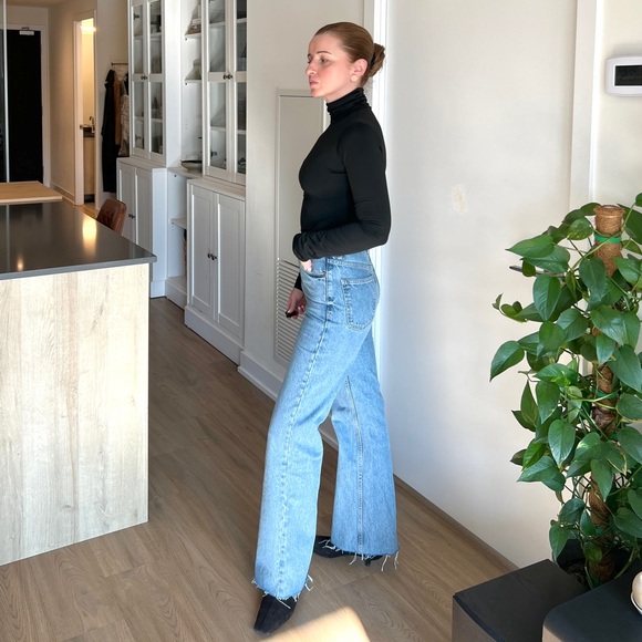 Zara High Waist Wide Leg Lt Denim Sz:2 - Picture 2 of 10